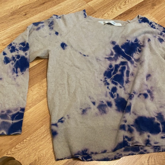 Raquel Allegra Sweaters - RAQUEL ALLEGRA / Tie Dye  distressed indigo cashmere sweater 2 medium M purple
